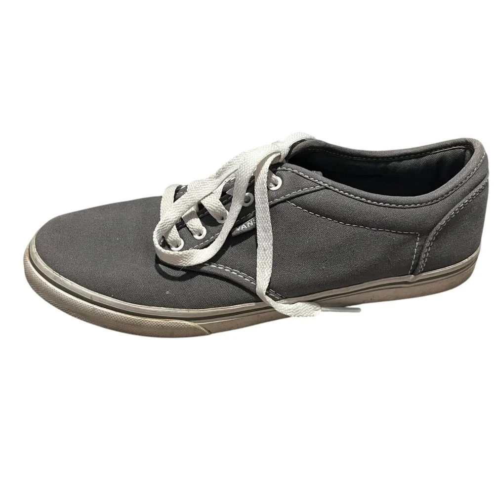 Vans‎ Women's 8 Grey Canvas Sneaker Slim Gym Shoe Skater Casual Comfortable